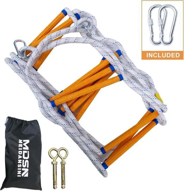 Alt view image 3 of 6 - Rope Ladder,49 Feet Emergency Fire Escape Ladders Flame Resistant Safety Rope Ladder with Hooks,Fast to Deploy Sturdy and Strong Portable and Reusable 3 Story,Weight Capacity up to 2000 Pounds