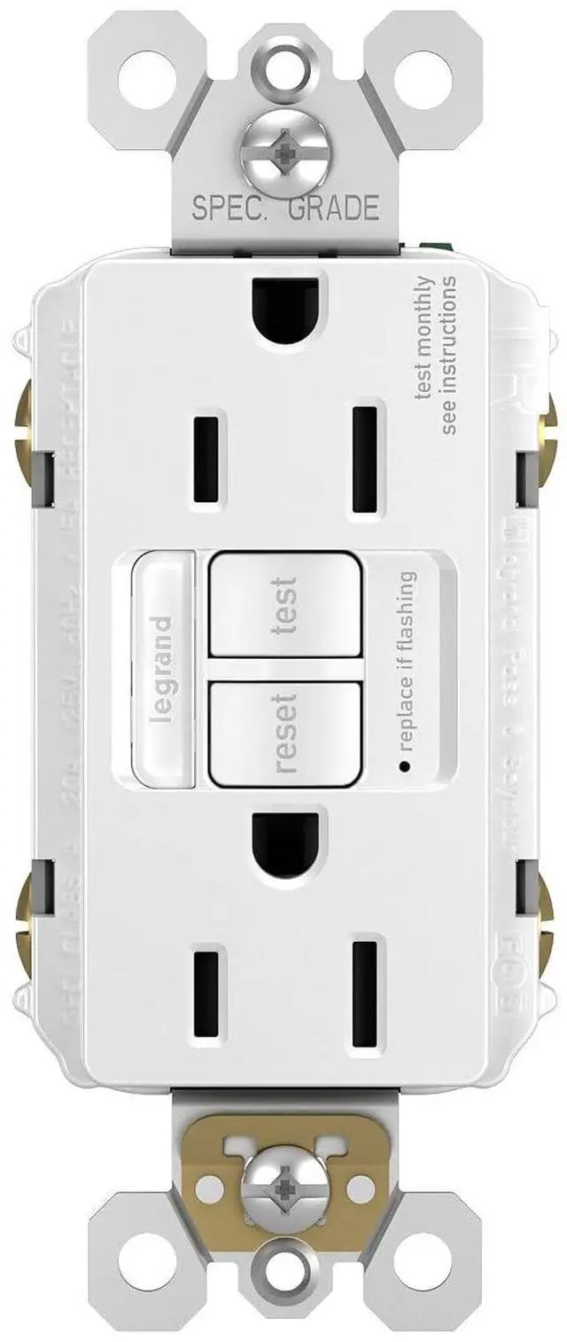 Main image of Legrand Radiant 1597NTLTRWCCD4 15 Amp Night Light GFCI Self Test Tamper-Resistant Decorator Duplex Outlet with Cool Touch LED, White (1 Count)
