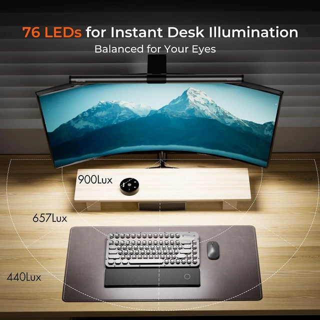 Alt view image 2 of 7 - Quntis Monitor Light Bar with Remote, Eye-Care No Glare Computer Light Bar