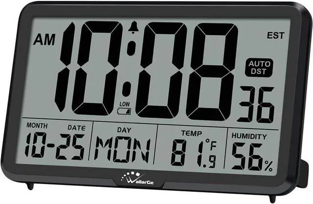 Main image of WallarGe Auto Set Digital Wall Clock Battery Operated, Auto DST