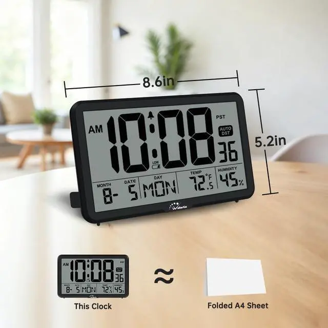 Alt view image 2 of 7 - WallarGe Auto Set Digital Wall Clock Battery Operated, Auto DST