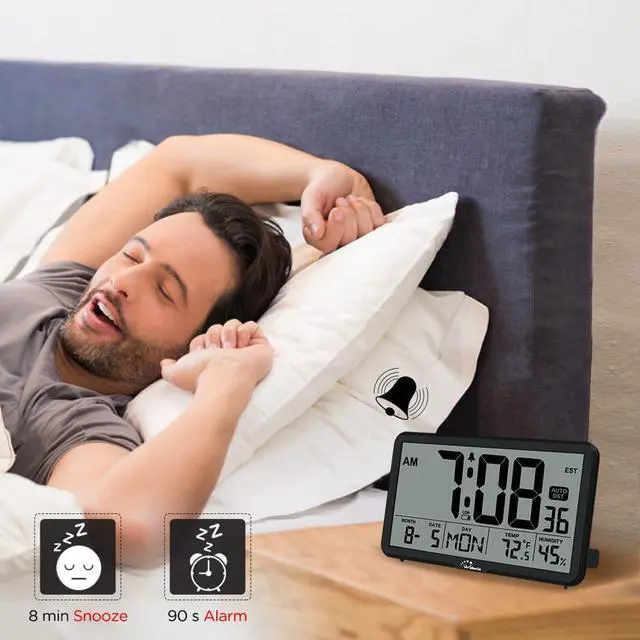 Alt view image 6 of 7 - WallarGe Auto Set Digital Wall Clock Battery Operated, Auto DST