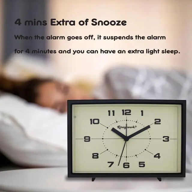 Alt view image 7 of 7 - Analog Alarm Clock, 6 inch, Black