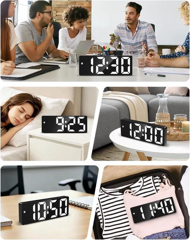 Alt view image 7 of 7 - AMIR Digital Alarm Clock, Large Display LED Bedside Clock for Bedroom