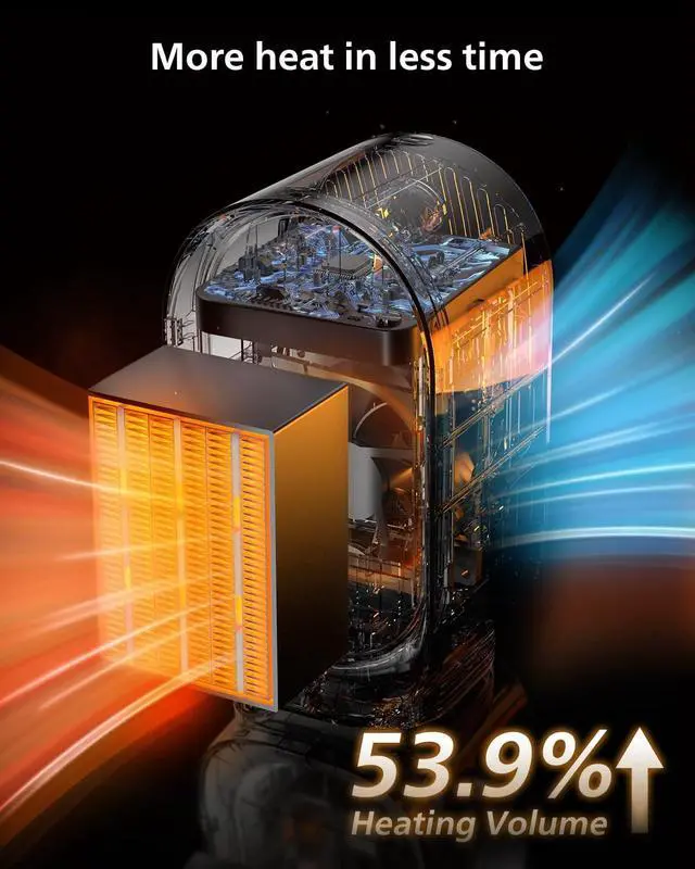 Alt view image 3 of 6 - QQT 1000W Ceramic Heater,Safe 2 Modes,30dB,41-86°F for Bedroom Office