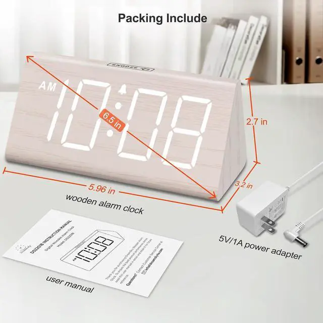 Alt view image 7 of 7 - DreamSky Wooden Digital Alarm Clock for Bedrooms with Large Numbers