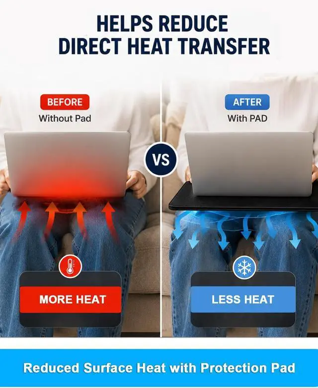 Alt view image 5 of 7 - NEWBEAU EMF Protection Laptop Pad, 4-Layer Radiation Shielding Heat Blocker for Laptop, Tablet & Notebook, 12"x16" Portable Protection from EMF & Radiation