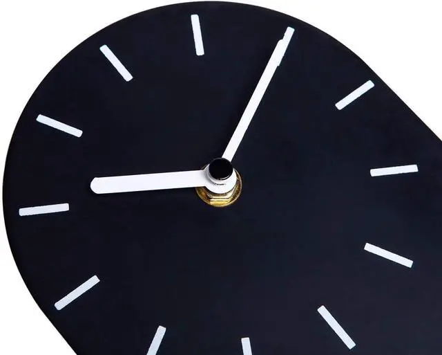 Alt view image 6 of 7 - SOFFEE DESIGN One-Piece Table Clock Iron Sheet with Wooden Base Ins Style, Desktop Clock Non Ticking Battery Operated for Living Room Bedroom Home Decor, Black