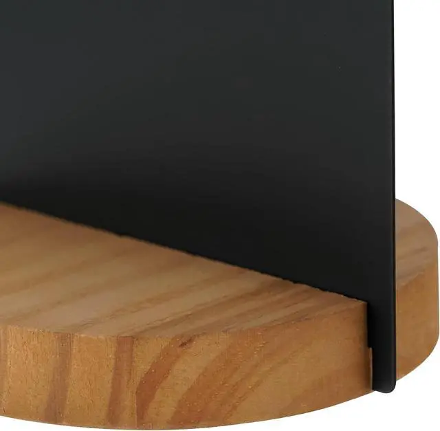 Alt view image 7 of 7 - SOFFEE DESIGN One-Piece Table Clock Iron Sheet with Wooden Base Ins Style, Desktop Clock Non Ticking Battery Operated for Living Room Bedroom Home Decor, Black