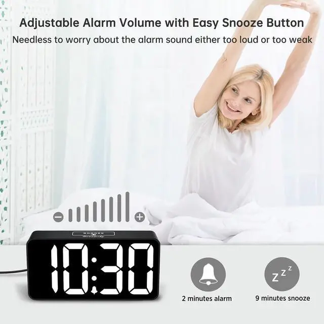 Alt view image 6 of 7 - DreamSky Small Digital Alarm Clock for Bedroom, Large Big Numbers Display