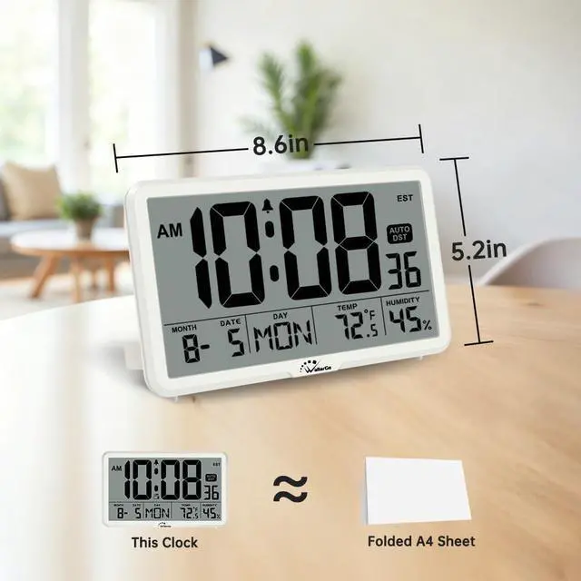 Alt view image 7 of 7 - WallarGe Auto Set Digital Wall Clock Battery Operated, Auto DST