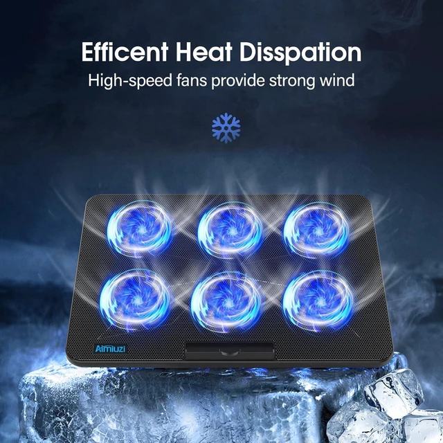 Alt view image 2 of 7 - AIMIUZI Laptop Cooling Pad, Gaming Laptop Cooler with 6 Quiet Fans, Laptop Fan Cooling Pad Fits 12-17 Inch Laptop, USB Port Powered, 7 Adjustable Height