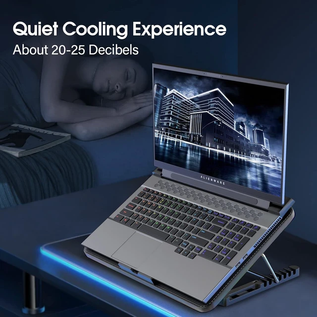 Alt view image 3 of 7 - AIMIUZI Laptop Cooling Pad, Gaming Laptop Cooler with 6 Quiet Fans, Laptop Fan Cooling Pad Fits 12-17 Inch Laptop, USB Port Powered, 7 Adjustable Height