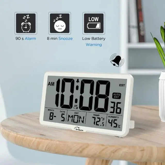 Alt view image 5 of 7 - WallarGe Auto Set Digital Wall Clock Battery Operated, Auto DST