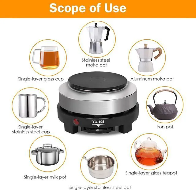 Alt view image 6 of 7 - Yinhing 500W Mini Electric Hot Plate Moka Pot Special 110V Portable Stove