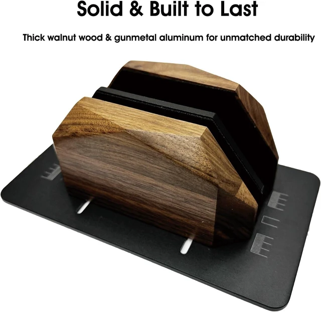 Alt view image 2 of 7 - Walnut Vertical Laptop Stand, Dual Slot Wood Laptop Holder for Desk
