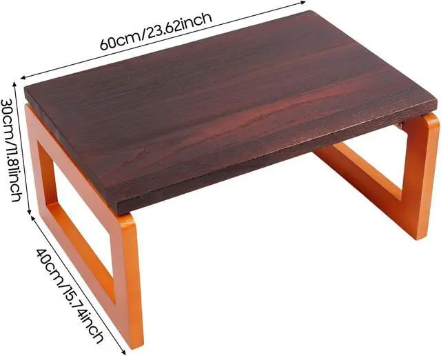 Alt view image 2 of 7 - DYRABREST Foldable Coffee Table, Portable Low Picnic Table Wooden Folding Tea/Snack Breakfast Serving Table on Bed Collapsable Small Coffee Desk, 23.6''x 15.7''x 11.8''