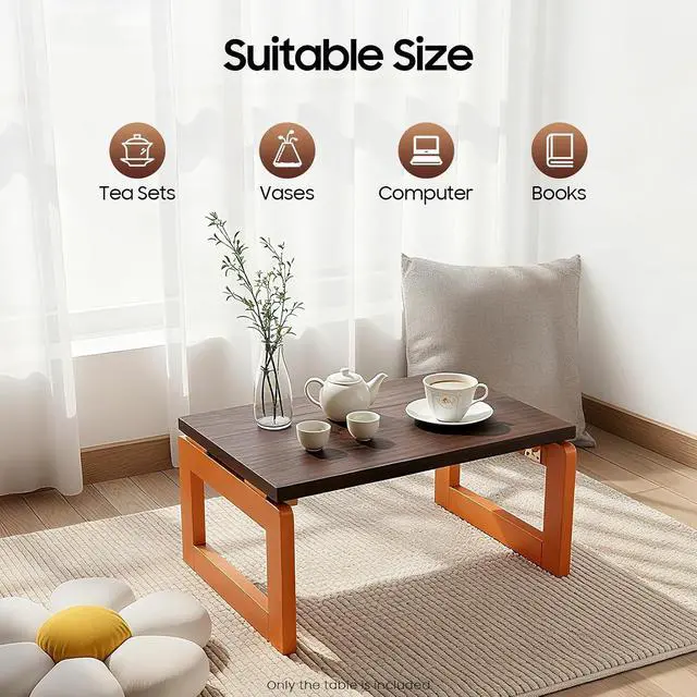 Alt view image 3 of 7 - DYRABREST Foldable Coffee Table, Portable Low Picnic Table Wooden Folding Tea/Snack Breakfast Serving Table on Bed Collapsable Small Coffee Desk, 23.6''x 15.7''x 11.8''