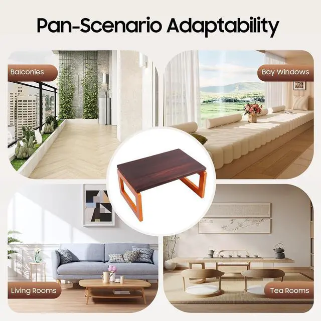 Alt view image 7 of 7 - DYRABREST Foldable Coffee Table, Portable Low Picnic Table Wooden Folding Tea/Snack Breakfast Serving Table on Bed Collapsable Small Coffee Desk, 23.6''x 15.7''x 11.8''