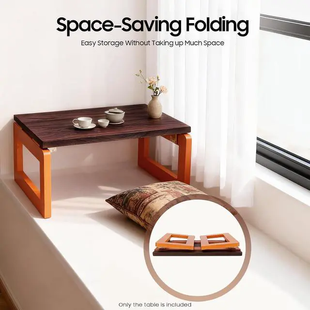Alt view image 5 of 7 - DYRABREST Foldable Coffee Table, Portable Low Picnic Table Wooden Folding Tea/Snack Breakfast Serving Table on Bed Collapsable Small Coffee Desk, 23.6''x 15.7''x 11.8''
