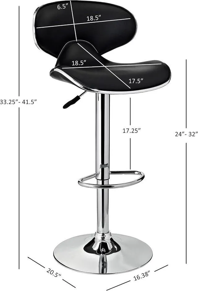Alt view image 3 of 7 - Powell Furniture Powell PU, Chrome/Black Barstool