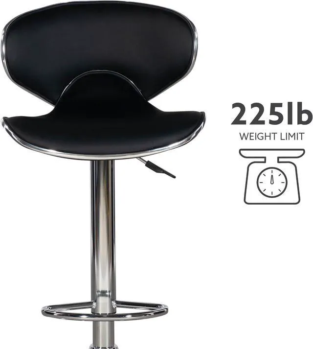 Alt view image 4 of 7 - Powell Furniture Powell PU, Chrome/Black Barstool