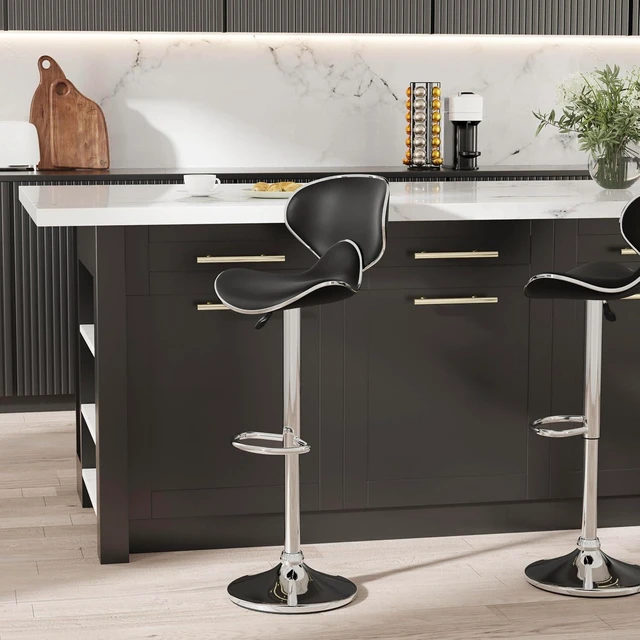 Alt view image 2 of 7 - Powell Furniture Powell PU, Chrome/Black Barstool