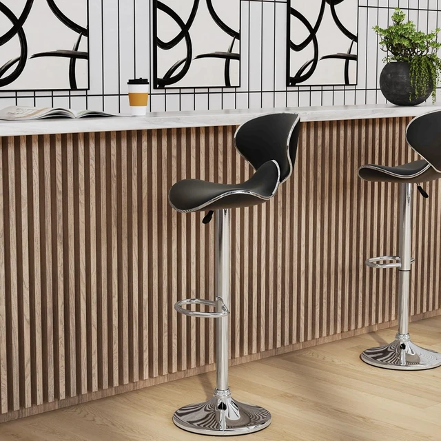 Alt view image 5 of 7 - Powell Furniture Powell PU, Chrome/Black Barstool