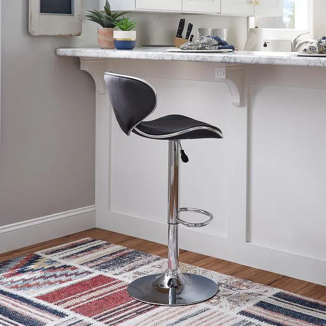 Alt view image 6 of 7 - Powell Furniture Powell PU, Chrome/Black Barstool