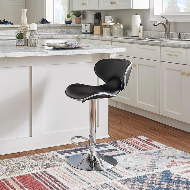 Alt view image 7 of 7 - Powell Furniture Powell PU, Chrome/Black Barstool