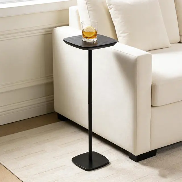 Main image of Pedestal Side Table, Small Drink Tables Pedestal Stand, Black Square Mini End Table, Cocktail Martini Coffee Tables, Tiny Side Table for Living Room,Small Spaces,Sofa,Couch