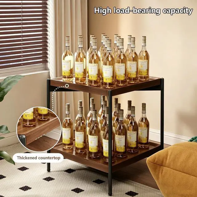 Alt view image 4 of 7 - Square End Table with Metal Legs, 20 in Large Side Table Walnut