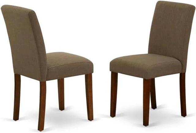 Alt view image 4 of 6 - East West Furniture OXAB3-MAH-18 3 Piece Kitchen Table Set for Small Spaces Contains a Square Dining Room Table and 2 Coffee Linen Fabric Parsons Dining Chairs, 36x36 Inch, Mahogany
