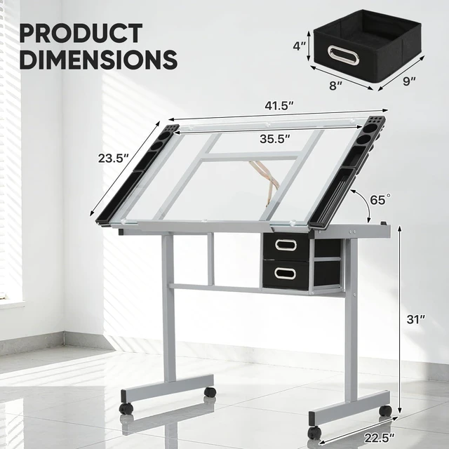 Alt view image 3 of 7 - Magshion Drafting Table Adjustable Drawing Table
