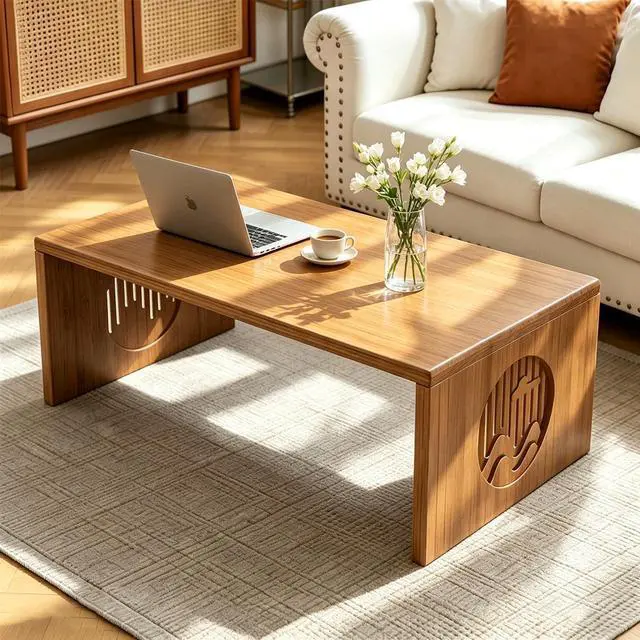 Main image of Foldable Japanese Floor Table, Low Folding Coffee Table Small