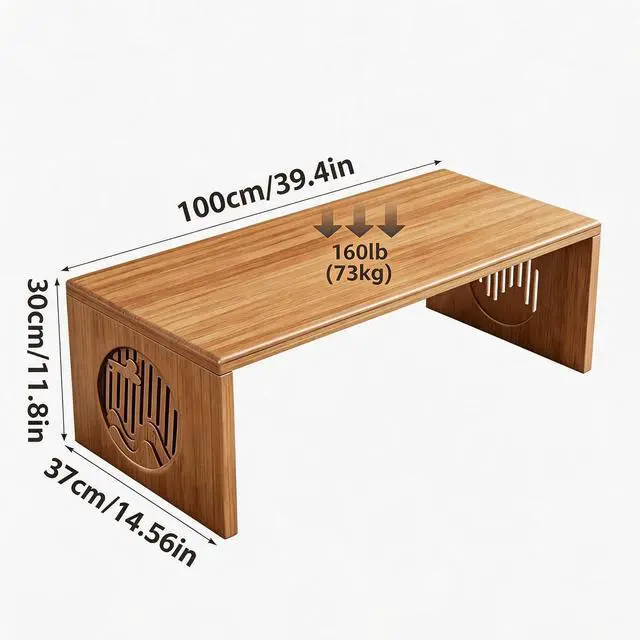 Alt view image 2 of 7 - Foldable Japanese Floor Table, Low Folding Coffee Table Small