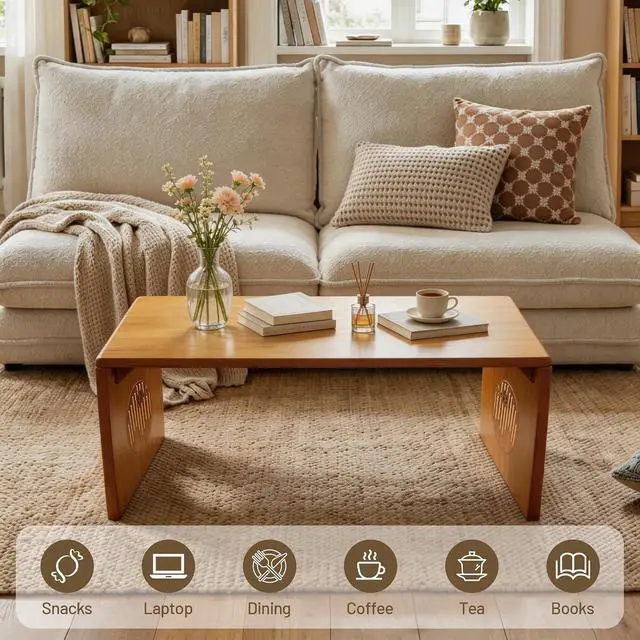 Alt view image 4 of 7 - Foldable Japanese Floor Table, Low Folding Coffee Table Small