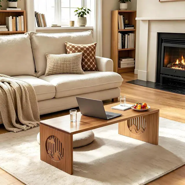 Alt view image 5 of 7 - Foldable Japanese Floor Table, Low Folding Coffee Table Small