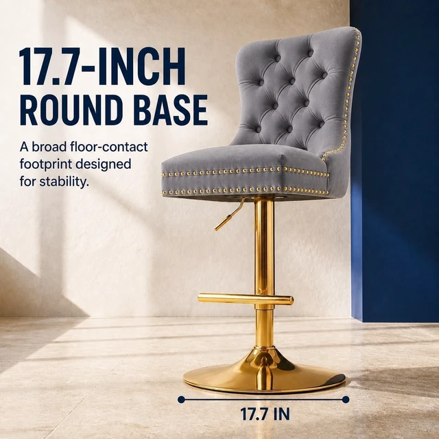 Alt view image 4 of 7 - ODUSE-DAILY Grey Velvet Swivel Bar Stools Set of 2 with Upholstered Back, Adjustable Counter Height Barstools, Bar Chairs for Home Bar Kitchen Island Pub Restaurant (Velvet, 2 Pcs, Gray)