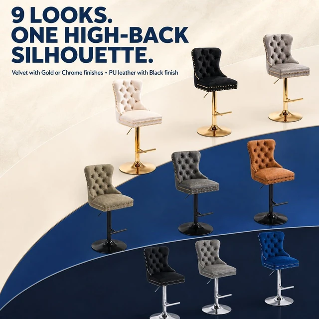 Alt view image 7 of 7 - ODUSE-DAILY Grey Velvet Swivel Bar Stools Set of 2 with Upholstered Back, Adjustable Counter Height Barstools, Bar Chairs for Home Bar Kitchen Island Pub Restaurant (Velvet, 2 Pcs, Gray)