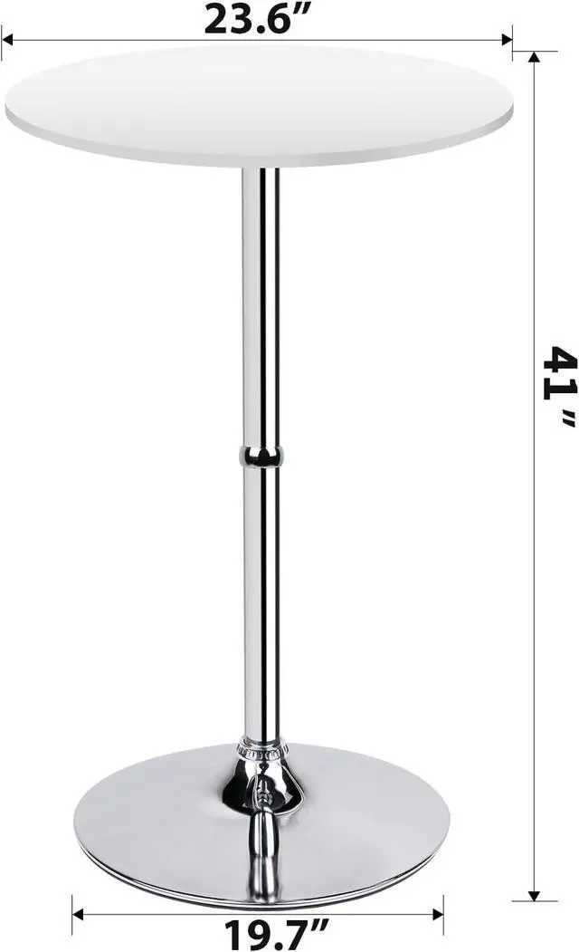 Alt view image 3 of 7 - Leopard MDF Round Top Not Adjustable (41 INCHES Height) Bar Table, White