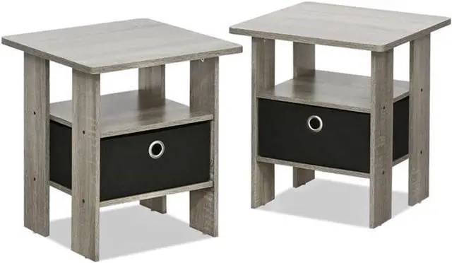 Main image of Furinno Andrey Set of 2 Square 2-Tier Side Table, End Table, French Oak