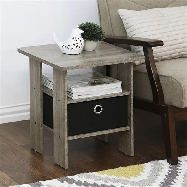 Alt view image 2 of 6 - Furinno Andrey Set of 2 Square 2-Tier Side Table, End Table, French Oak