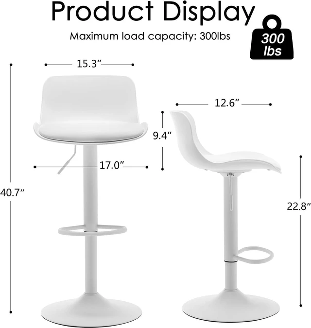 Alt view image 2 of 7 - NOBPEINT Upholstered Contemporary Air Lift Adjustable Swivel Barstools (White, Set of 4)