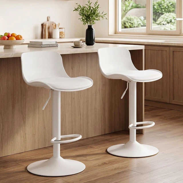 Alt view image 6 of 7 - NOBPEINT Upholstered Contemporary Air Lift Adjustable Swivel Barstools (White, Set of 4)