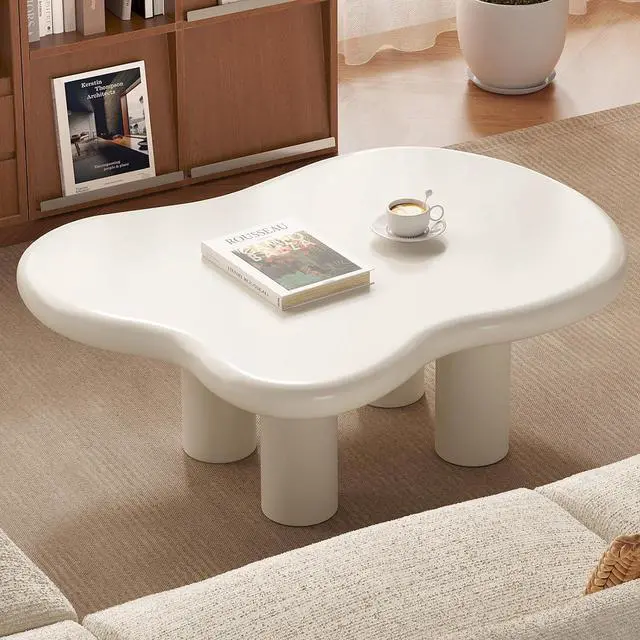 Main image of 35.4" Cloud Coffee Table, Modern Irregular Center Table, Cream White