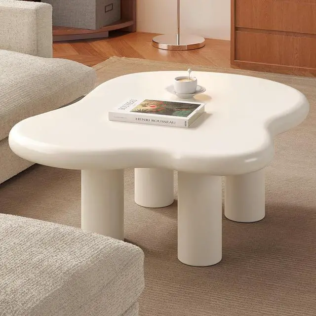 Alt view image 3 of 7 - 35.4" Cloud Coffee Table, Modern Irregular Center Table, Cream White