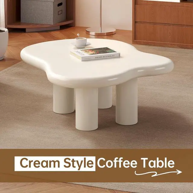 Alt view image 4 of 7 - 35.4" Cloud Coffee Table, Modern Irregular Center Table, Cream White