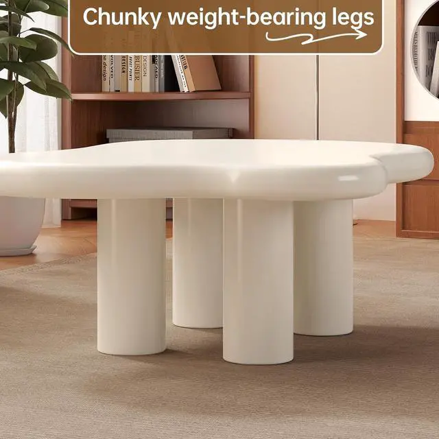 Alt view image 7 of 7 - 35.4" Cloud Coffee Table, Modern Irregular Center Table, Cream White