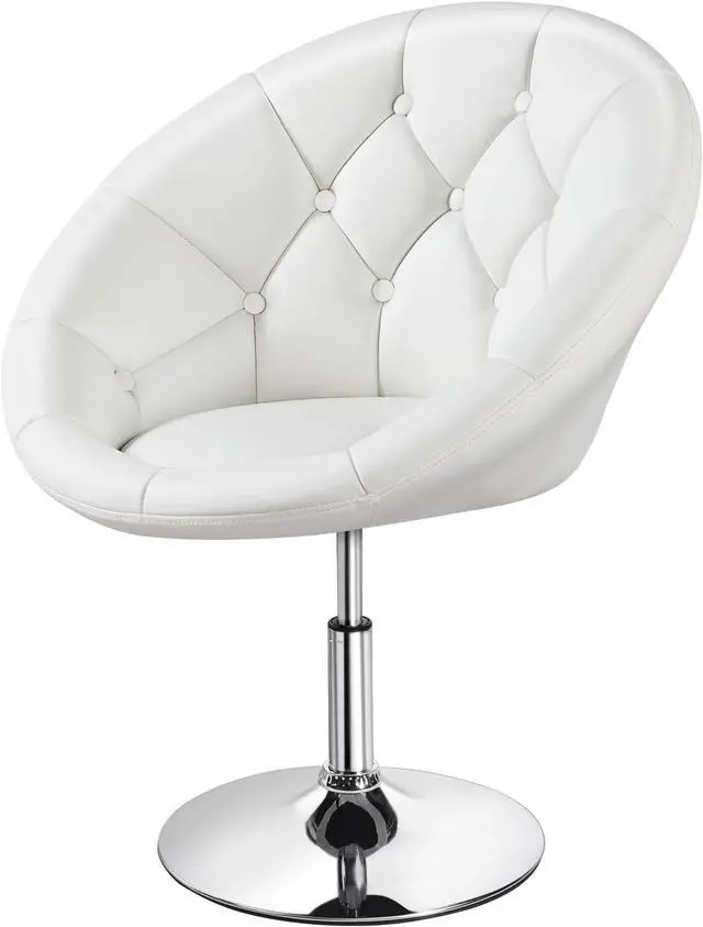 Main image of Topeakmart Adjustable Swivel Vanity Chair, Leather Vanity Chair, White